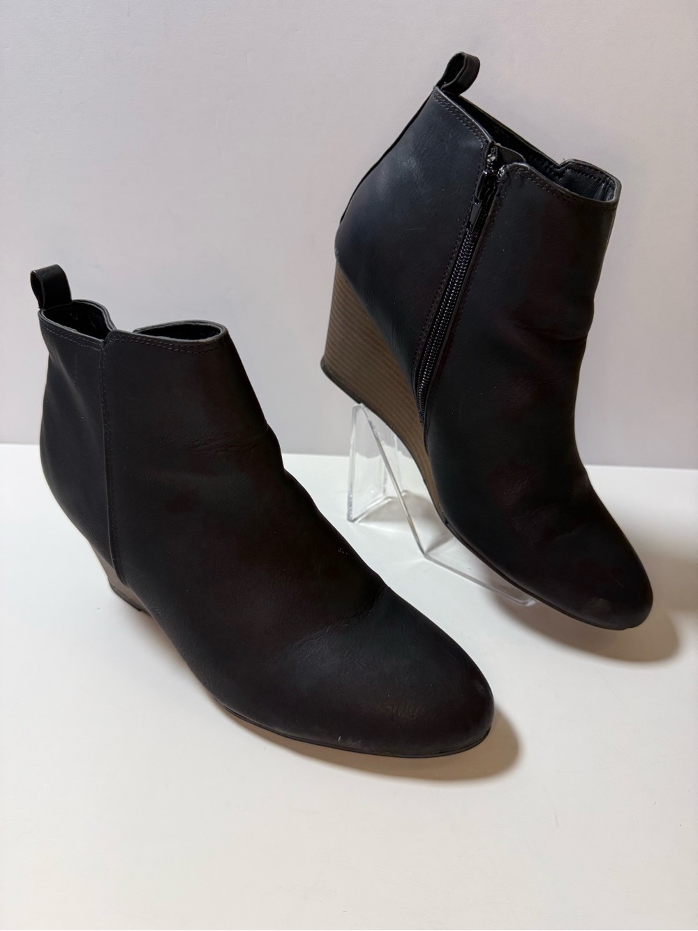 XOXO Black Wedge Ankle Booties
